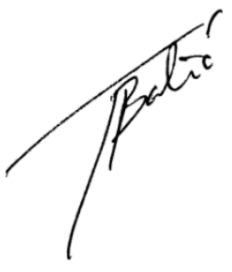 Signature of the founder of Teron Hunting Agency, Toni Balić